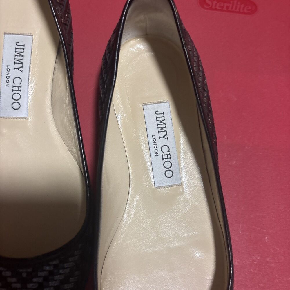 JIMMY CHOO Ballet Flats Point Toe Black Silver Size 36.5/6.5 - Picture 3 of 14